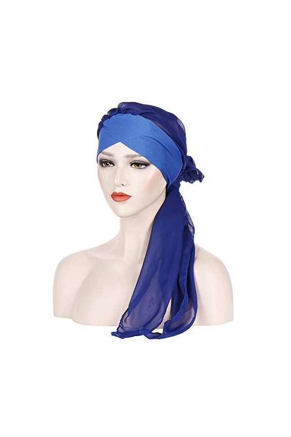 Amorar Chemo Turban Hijab Femmes Cancer Bonnets Écharpes en Mousseline De Soie Bandana Queue Chapeau Tête Wrap Bandeaux Foula