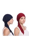 Muskela Turban Turban chimio foulard en coton élastique de couleur unie pour femme hijab intérieur pour chimio cancer perte d