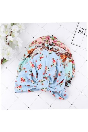 SOIMISS 3 Pièces Floral Écharpe Musulman Écharpe Pour Les Femmes Bandeau Écharpe Wrap Cap Turban Foulard Hiver Noué Chapeau C