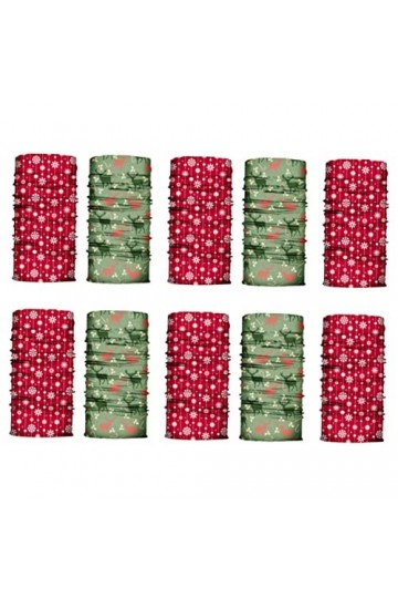 VALICLUD Activités Extérieures 10 Pièces De Noël Bandana Visage Couvrant Écharpe De Noël Bandana Polyester Écharpe De Noël Ca