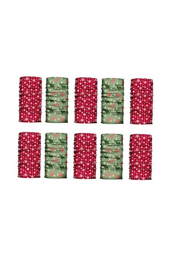 VALICLUD Activités Extérieures 10 Pièces De Noël Bandana Visage Couvrant Écharpe De Noël Bandana Polyester Écharpe De Noël Ca