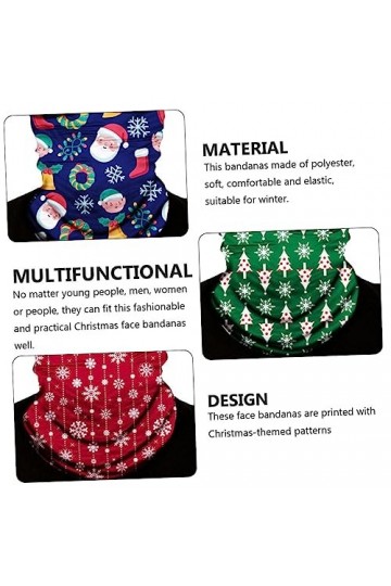 VALICLUD Activités Extérieures 10 Pièces De Noël Bandana Visage Couvrant Écharpe De Noël Bandana Polyester Écharpe De Noël Ca