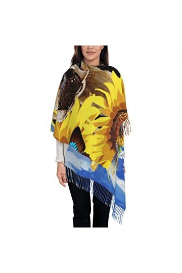 QQIAEJIA Écharpe en forme de vache et tournesol, pour homme et femme, Vache de tournesol avec papillon, taille unique