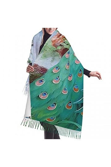 Écharpe douce châles enveloppements avec pompon paon avec papillon femmes mode chaud pashmina écharpe, Comme indiqué sur la p