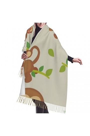 QQIAEJIA Écharpe douce avec pompon mignon singe drôle pour femmes cadeaux étole, Comme indiqué sur la photo, taille unique