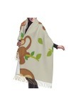 QQIAEJIA Écharpe douce avec pompon mignon singe drôle pour femmes cadeaux étole, Comme indiqué sur la photo, taille unique