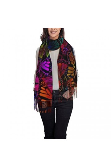 QQIAEJIA Écharpe de monarques en forme de papillons, châle dhiver long et chaud pour homme et femme, Papillon monarque color