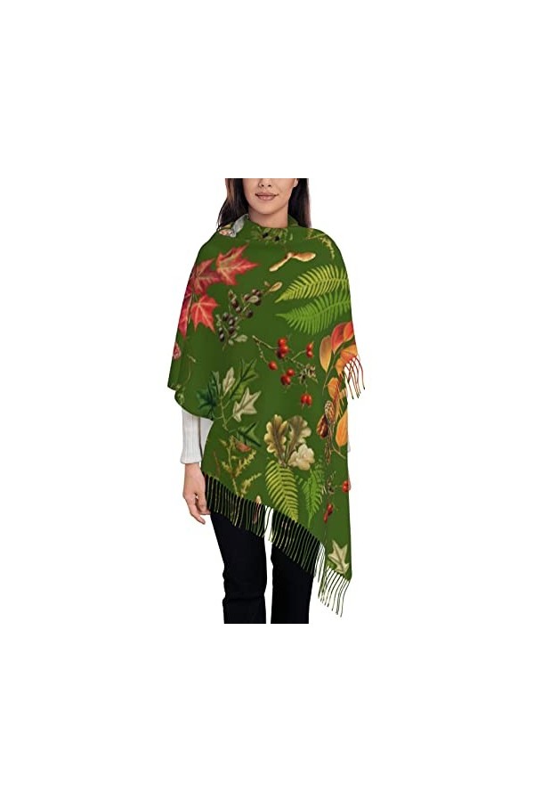 QQIAEJIA Écharpe champignons et fleurs, écharpe pour hommes et femmes, écharpes, écharpes, écharpes dhiver longues et chaude