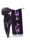 Écharpe douce châles enveloppements avec pompon papillon violet motif femmes mode robe de soirée Pashmina écharpe, Comme indi
