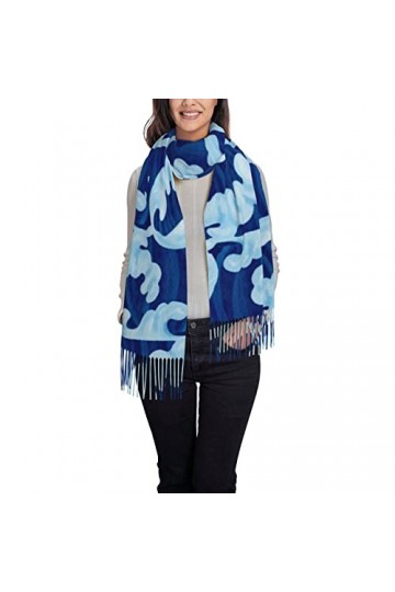 QQIAEJIA Écharpe japonaise ondulée pour homme et femme, Noir , taille unique