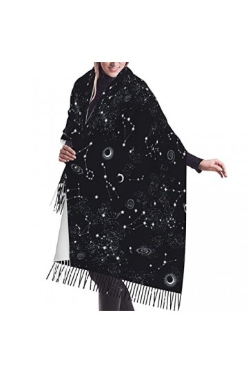 Écharpe douce avec pompon lune, espace, planète, étoiles, galaxie, femme tendance, Comme indiqué sur la photo, taille unique