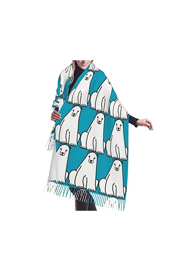 QQIAEJIA Écharpe ours polaire pour femmes, châle, cape en cachemire, vêtements dautomne et dhiver cadeaux assortis, Chiots 
