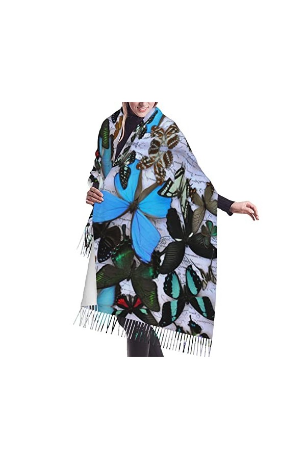 QQIAEJIA Écharpe au toucher cachemire – Fleurs colorées légères pour femme, grands châles et écharpes pour le printemps, lau