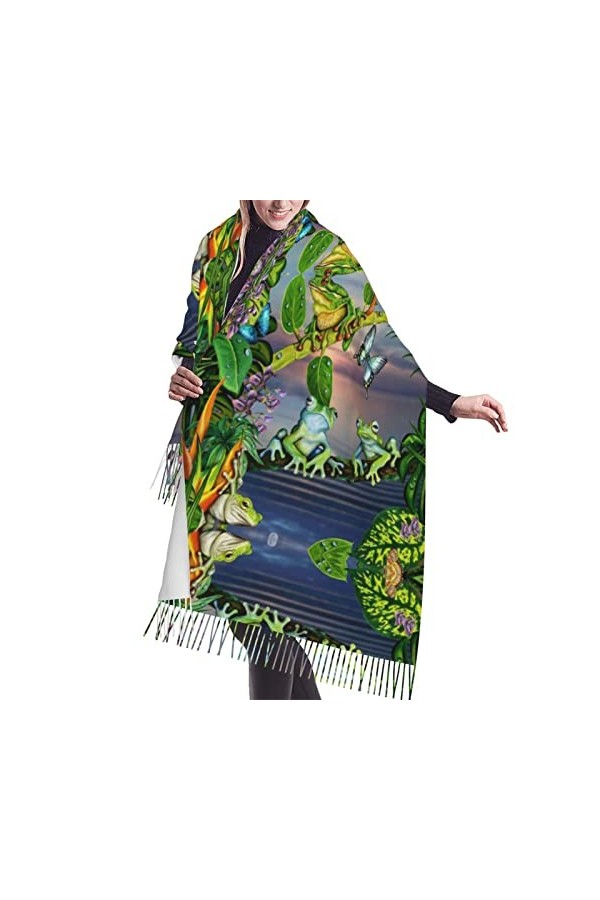 QQIAEJIA Écharpe au toucher cachemire – Fleurs colorées légères pour femme, grands châles et écharpes pour le printemps, lau