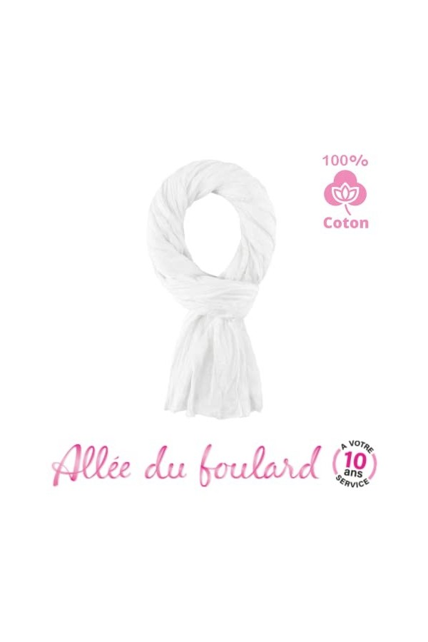 Allée du foulard - Cheche, Écharpe, Chale Premium - Blanc - 100% Coton - Taille 200 X 110 CM - Chèche Femme et Homme - Plus D