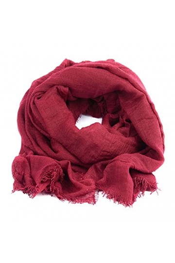 KARL LOVEN Femme - Foulard - Froissé - pashmina - écharpe - cache-col, Rouge Bordeaux, 1m90