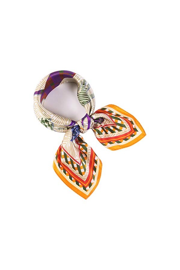 laprée - Petit Foulard Carré de Soie Foulard Femme en Soie 52 * 52cm Motif Fleur