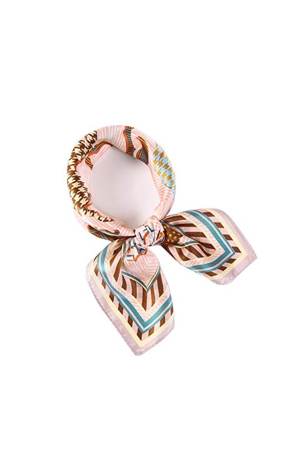 laprée - Petit Foulard Carré de Soie Foulard Femme en Soie 52 * 52cm Motif Fleur