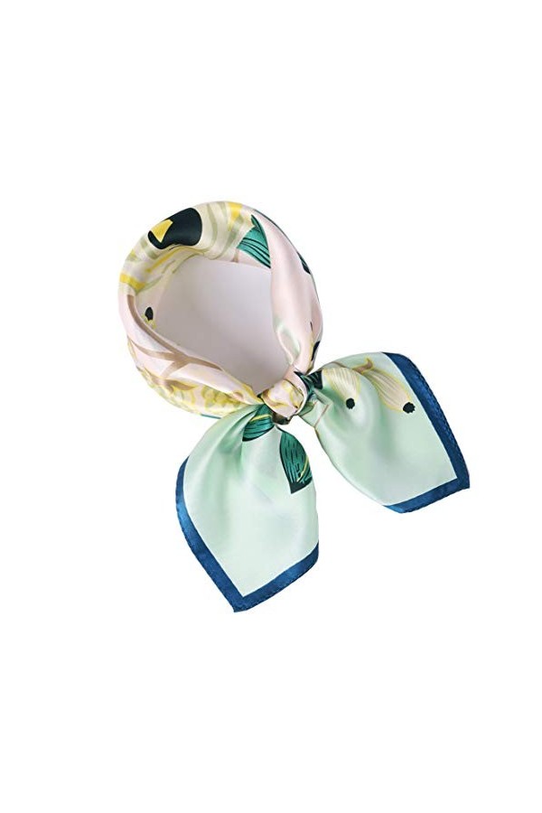 laprée - Petit Foulard Carré de Soie Foulard Femme en Soie 52 * 52cm Motif Fleur