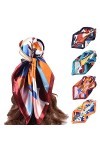 Ensemble de 4 Foulards en Soie pour Femme - Bandana, Foulard de Tête, Carré de Soie 90x90cm, Accessoire de Cheveux en Satin É