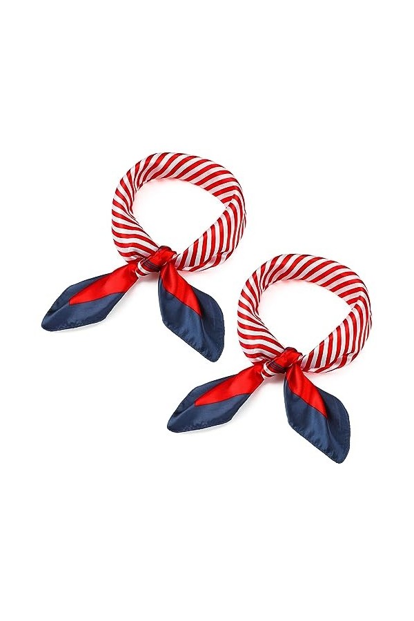 SATINIOR 2&nbsp;Foulards&nbsp;Marins&nbsp;Écharpe&nbsp;Carrée&nbsp;Nautique&nbsp;Foulard&nbsp;Rouge&nbsp;Blanc&nbsp;Bleu&nbsp;en&nbsp;Soie&nbsp;Imitée&nbsp;pour&nbsp;Hôtesse&nbsp;dAir&nbsp; Classique,&nbsp;50&nbsp;