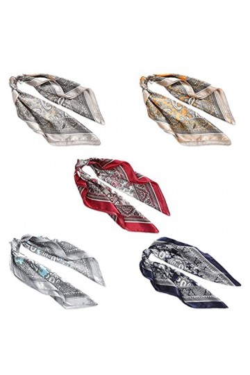 SCJJZ bandana,foulard femme,foulard rouge,bandana femme,foulard,Écharpe en Soie Lisse Écharpes Hijab pour Femmes, 5pcs Access