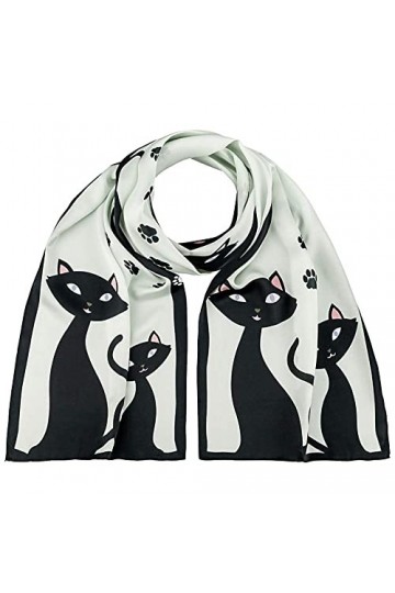 von Lilienfeld® Foulard Soie Chats noirs Femme Cache-Nez Écharpe