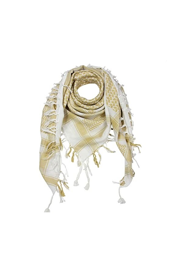 Freak Scene Kufiya - blanc - noir - 100 x 100 cm - Shemagh - foulard Arafat palestinien - keffieh en coton