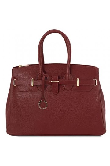 Tuscany Leather TLBag Sac à Main pour Femme avec Finitions Couleur Or Rouge