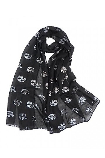 CLAUDIA&JASON Magnifique écharpe en forme déléphant à paillettes or rose, Noir , 180*70CM