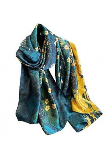 Acotavie Foulards tendance pour femme - Longue écharpe en satin de soie - Léger - Protection solaire, F-51, 180*90 cm