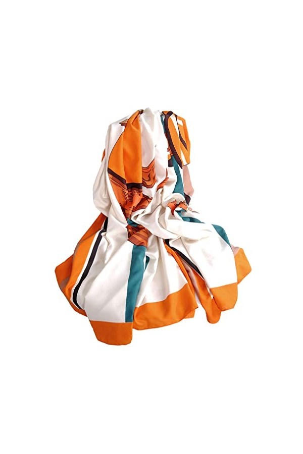 Foulard tendance 100 % soie - Longue et légère - Pour femme, Peinture artistique., Large