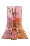ANDANTINO Foulard carré léger 100 % pure soie de mûrier 109,2 cm - Pour femme - Avec emballage cadeau, Noir et doré, Large