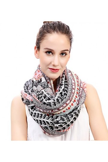 Lina & Lily écharpe tube imprimé bohémien éléphants multicolore 