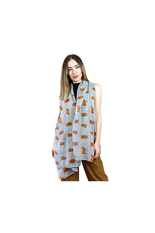 SEW ELEGANT NOUVEAU Foulard Imprimé Heval Poney Pour Femme Blanc