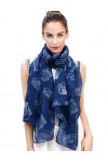 Lina & Lily Écharpe Foulard pour Femme Imprimé Caméra Bleu 