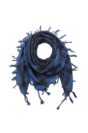 Freak Scene Kufiya - bleu-ultramarine - noir - 100 x 100 cm - Shemagh - foulard Arafat palestinien - keffieh en coton