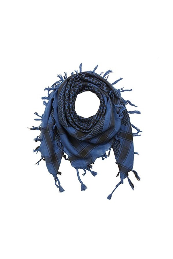 Freak Scene Kufiya - bleu-ultramarine - noir - 100 x 100 cm - Shemagh - foulard Arafat palestinien - keffieh en coton