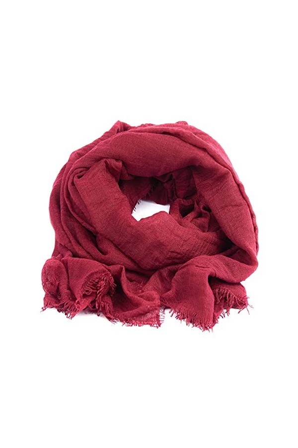 KARL LOVEN Femme - Foulard - Froissé - pashmina - écharpe - cache-col, Rouge Bordeaux, 1m90
