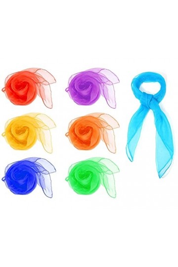 AONAT 7 Pièces Foulard Jonglage,Foulards de Danse,Multicolores Écharpes,Carré Soie Organza Foulards Écharpes Sensorielles,Mul
