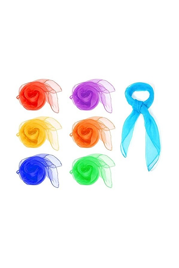 AONAT 7 Pièces Foulard Jonglage,Foulards de Danse,Multicolores Écharpes,Carré Soie Organza Foulards Écharpes Sensorielles,Mul