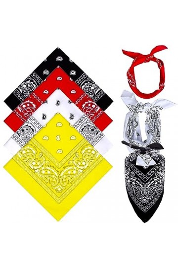 Simsky Lot de 4 Foulards Bandana Classique Bandanas Foulard pour Hommes et Femmes, Foulard Cachemire, Foulard Triangulaire, C