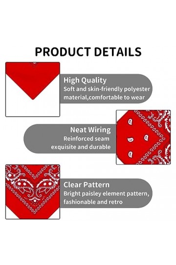 Simsky Lot de 4 Foulards Bandana Classique Bandanas Foulard pour Hommes et Femmes, Foulard Cachemire, Foulard Triangulaire, C