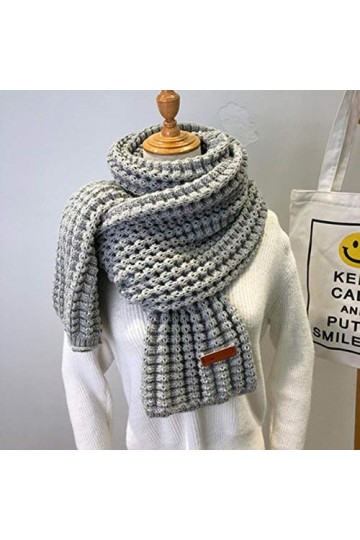 UKKD écharpe Écharpe Tricotée Hiver Foulards Femmes Foulards Longues Folles Vintage Grosse Écharpe Molle Chaude Pashmina Épai