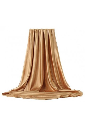 Foulard carré en soie pour femme - Couleur unie - Couleurs vives, doré, 90cm X 90cm