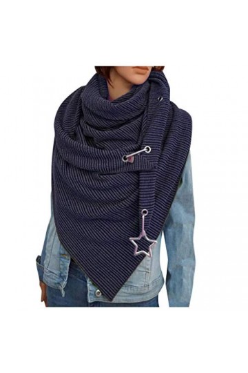 Susenstone Écharpe Femme Hiver Avec Bouton Vintage Foulards ÉLéGant Couleur Unie ÉCharpe Chaud Coton RéTro Automne Hiver Doux