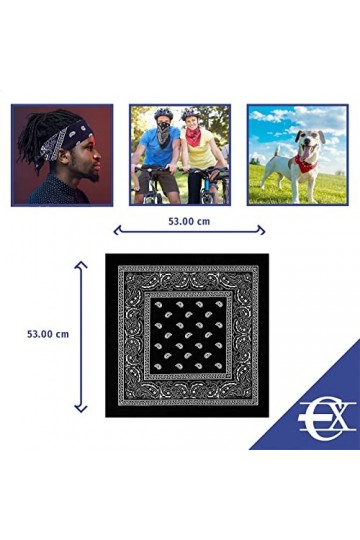 EUROXANTY Bandana 100% Coton | Foulard pour le cou, la tête, le poignet | Design unique | Mouchoirs pour la mode et le sport 