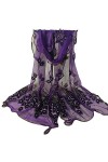 Bluelans Foulard long et doux pour femme Motif paon violet violet foncé taille unique
