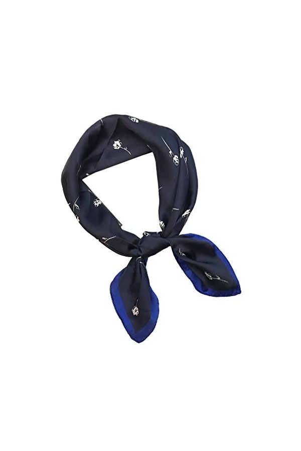 COMVIP Femme Foulard Bandana Carré Imprimé en Polyester Bandeau Mode Rayures Blanc