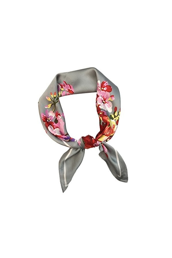 COMVIP Femme Foulard Bandana Carré Imprimé en Polyester Bandeau Mode Rayures Blanc